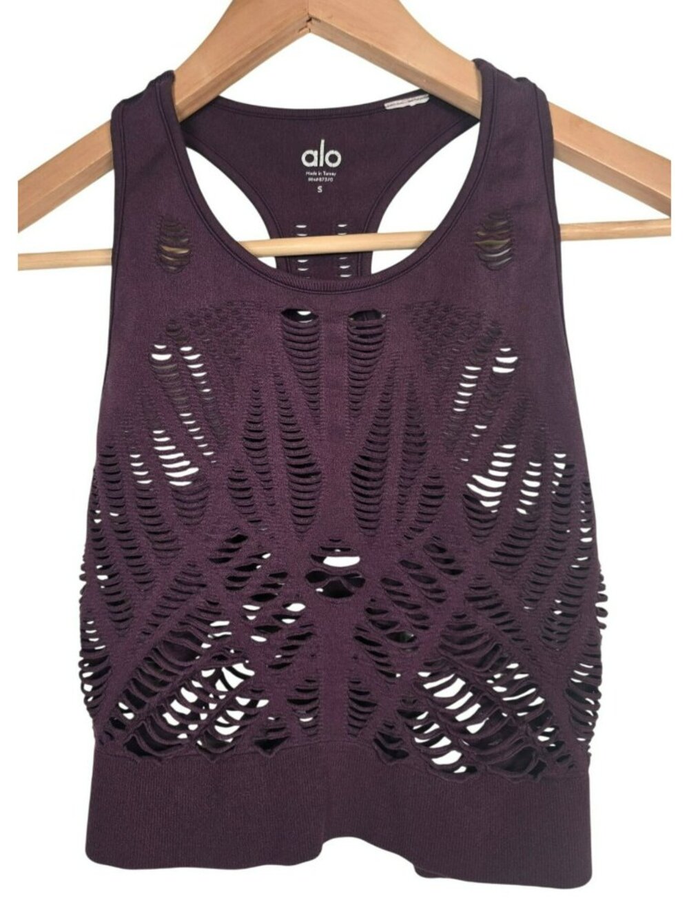 Alo Burgundy Y2K Grunge Vented Cropped Tank Top Limited Edition Womens Small